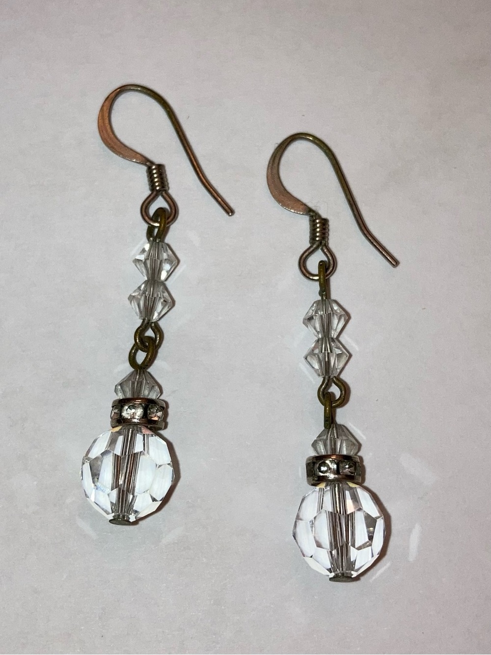 Vintage Aurora Borealis Crystal Drop Silver Dangle Earrings Art Decor Jewelry